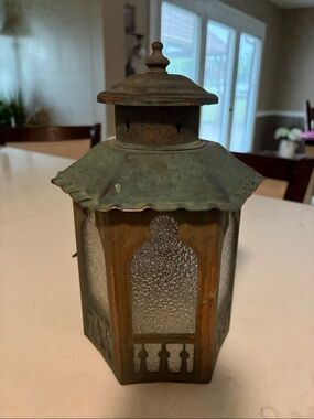 Antique Hexagon Aged Copper Moroccan “US wired” Lantern